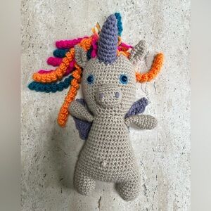 Hand Crocheted Flying Rainbow Unicorn-The Cutest Little Unicorn Needs a Home